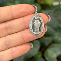 Sterling Silver Miraculous Medal Oval Medal Pendant 26mm x 15mm