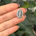 Sterling Silver Miraculous Medal Oval Medal Pendant 20mm x 13mm
