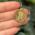 24k Yellow Gold-Plated Sterling Silver Queen of Holy Scapular Medal Round Pendant 22mm