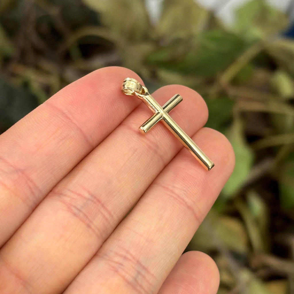14k Gold Simple Hollow Cross Charm Pendant