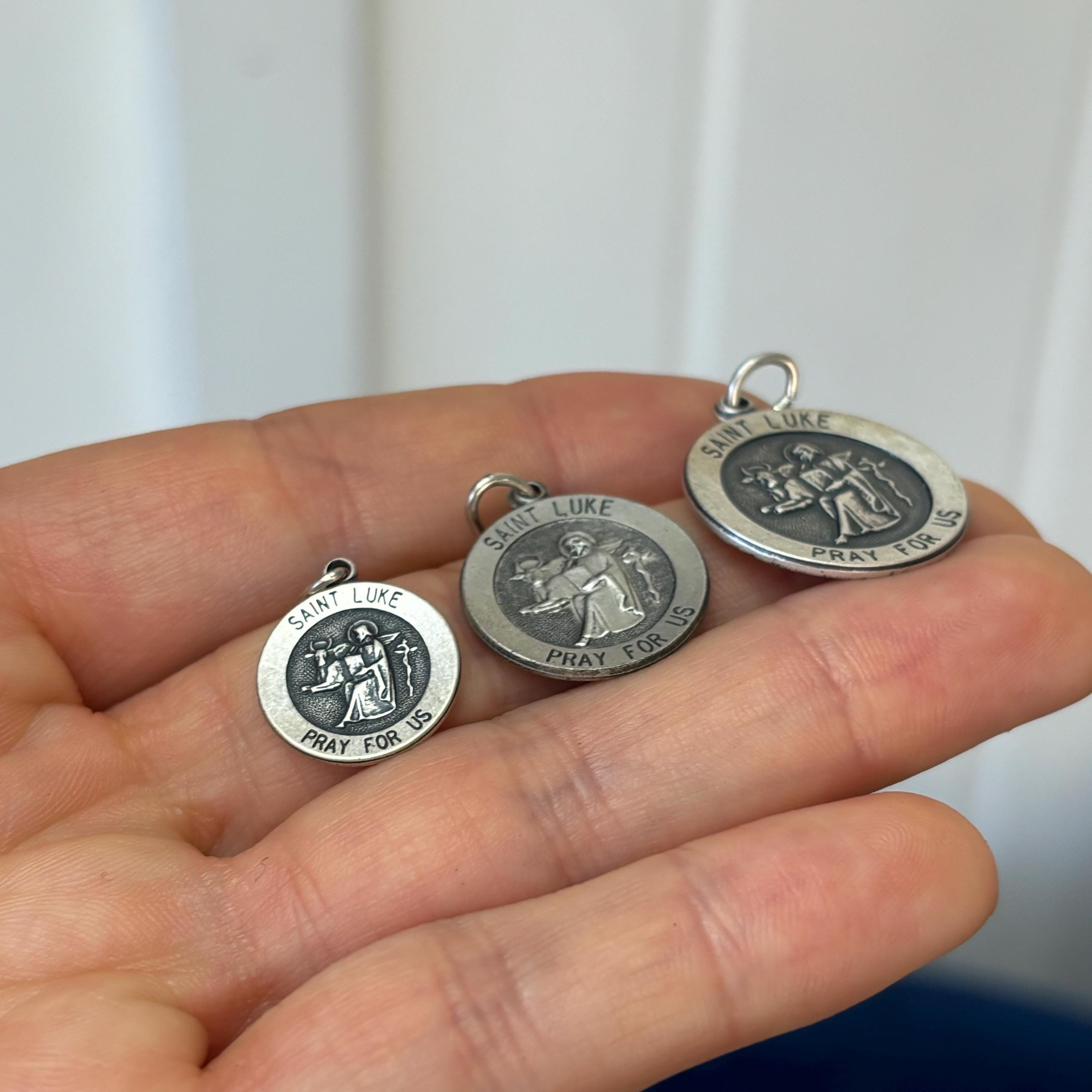 Sterling Silver St Luke Medal Round Medal Pendant - Various Sizes