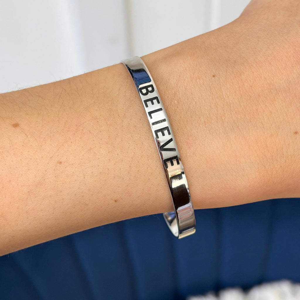 Sterling Silver “BELIEVE” Cuff Bracelet