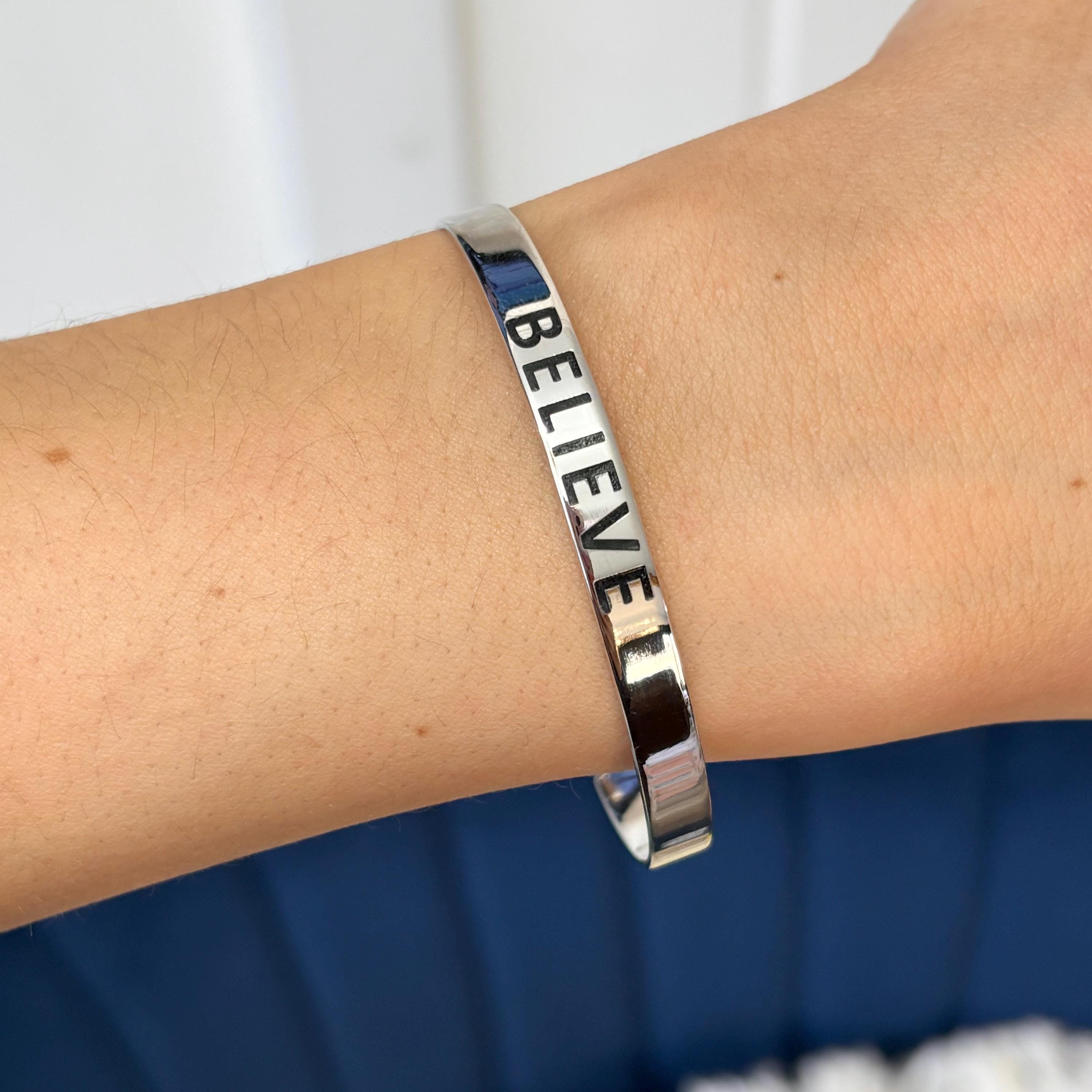 Sterling Silver “BELIEVE” Cuff Bracelet