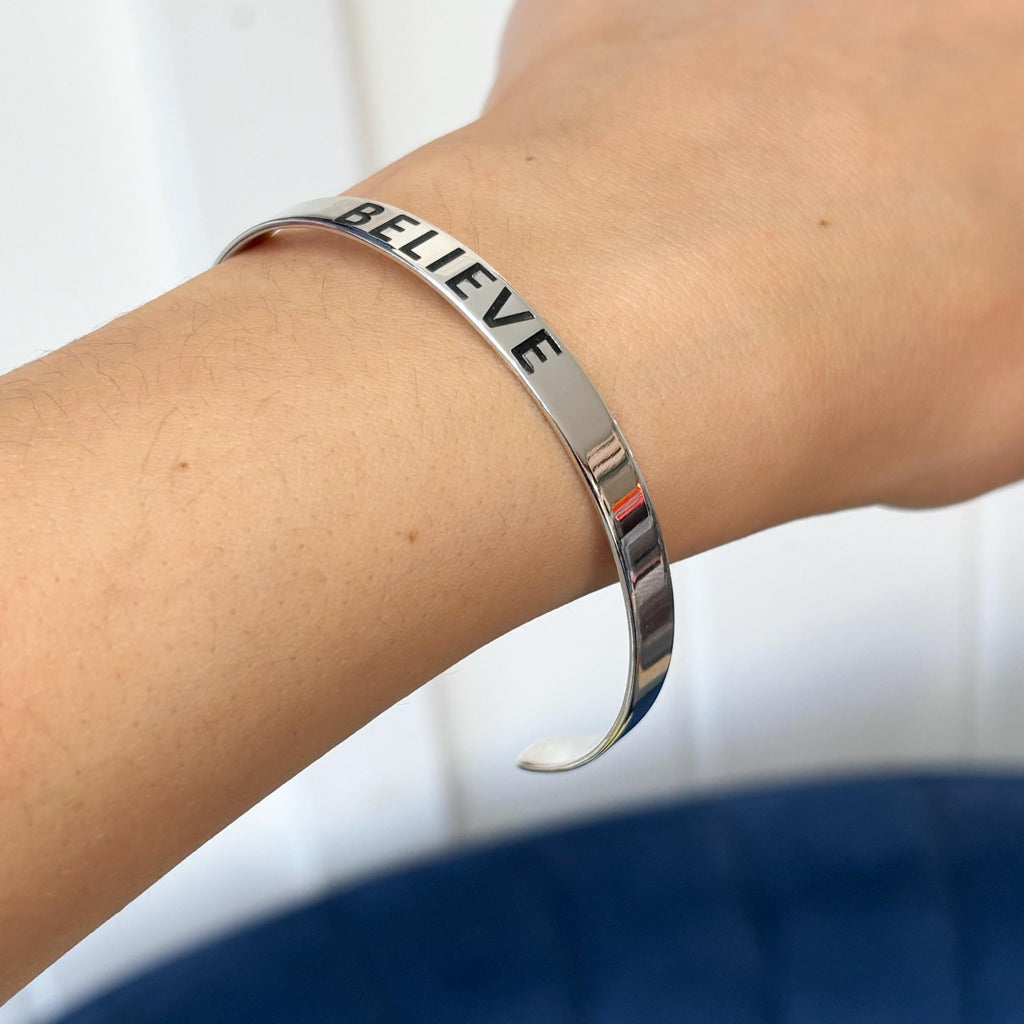 Sterling Silver “BELIEVE” Cuff Bracelet