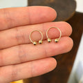 14k Gold Round Open Mini Hoop Earrings Ball Ends