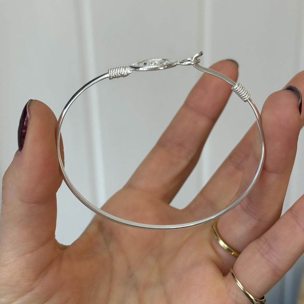 Sterling Silver Polished St Christopher Bangle Bracelet