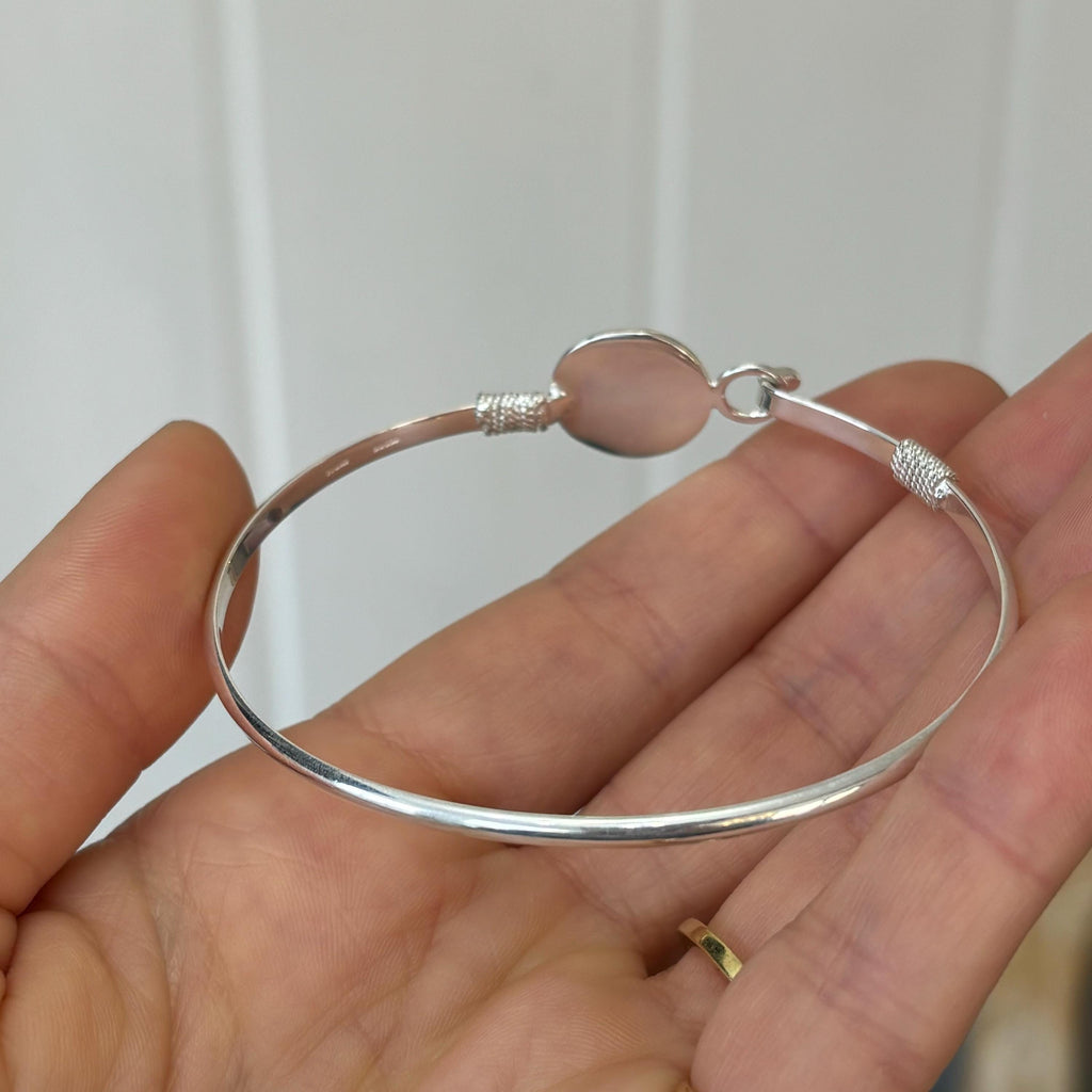Sterling Silver Polished St Christopher Bangle Bracelet