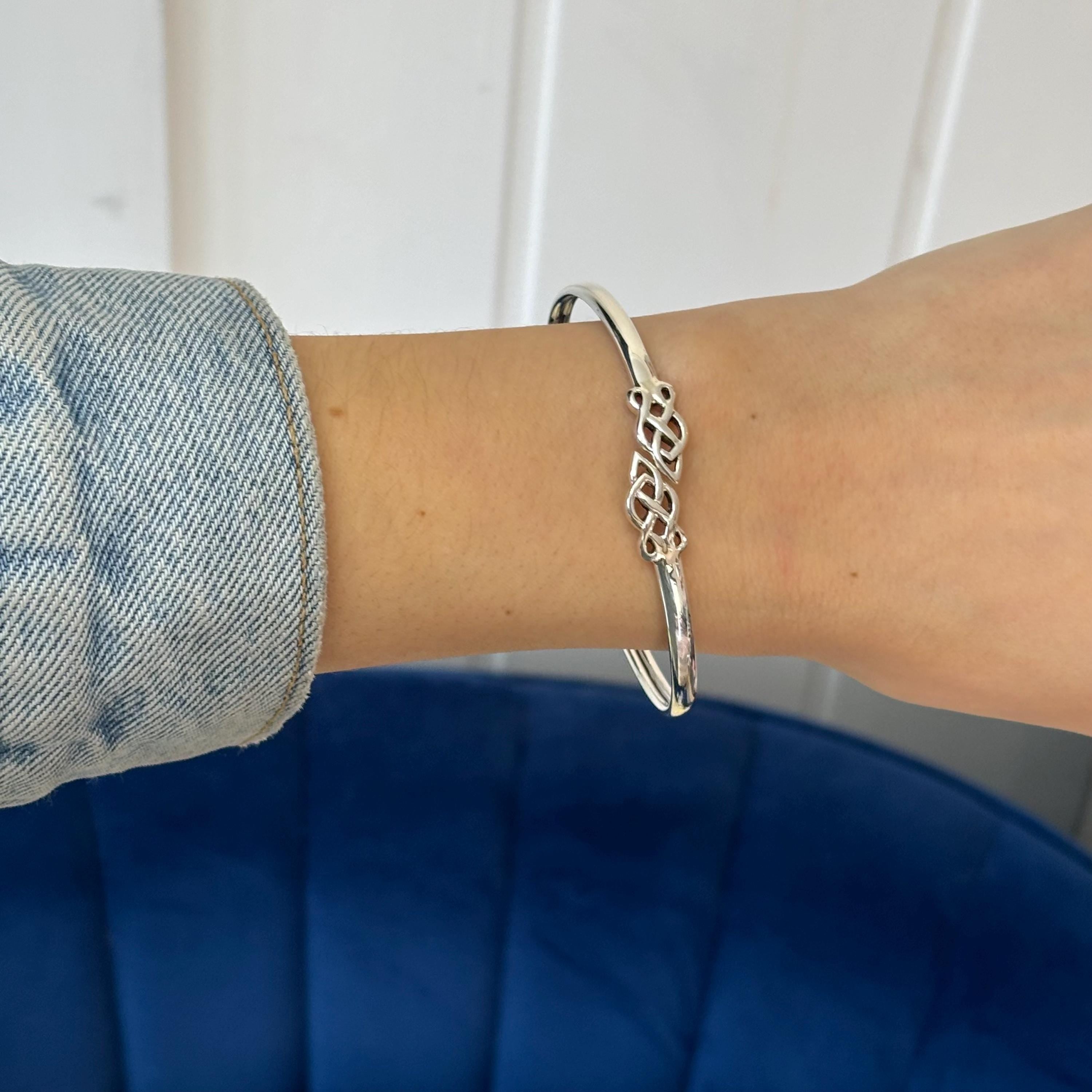 Sterling Silver Celtic Trinity Bypass Bangle Bracelet