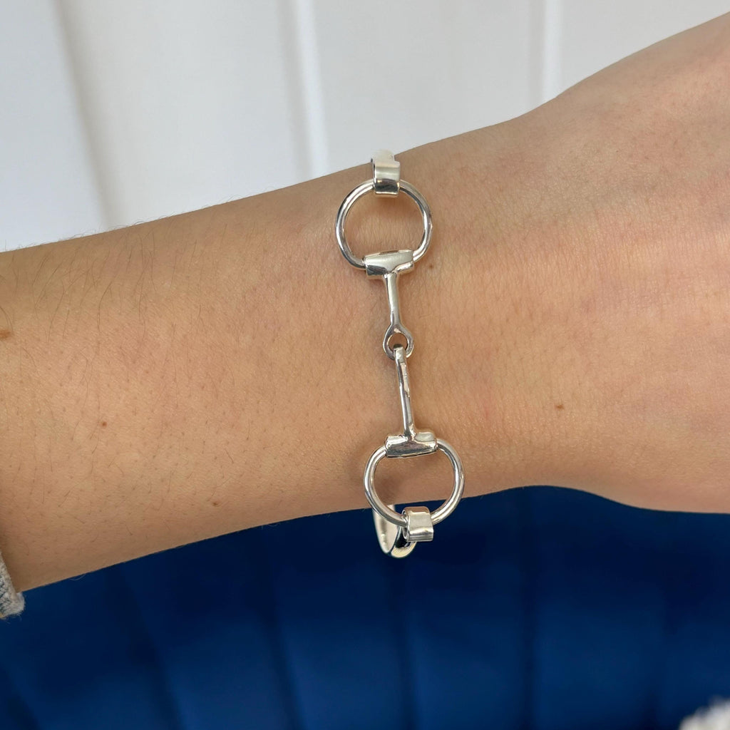 Sterling Silver Horse-Bit Bangle Bracelet