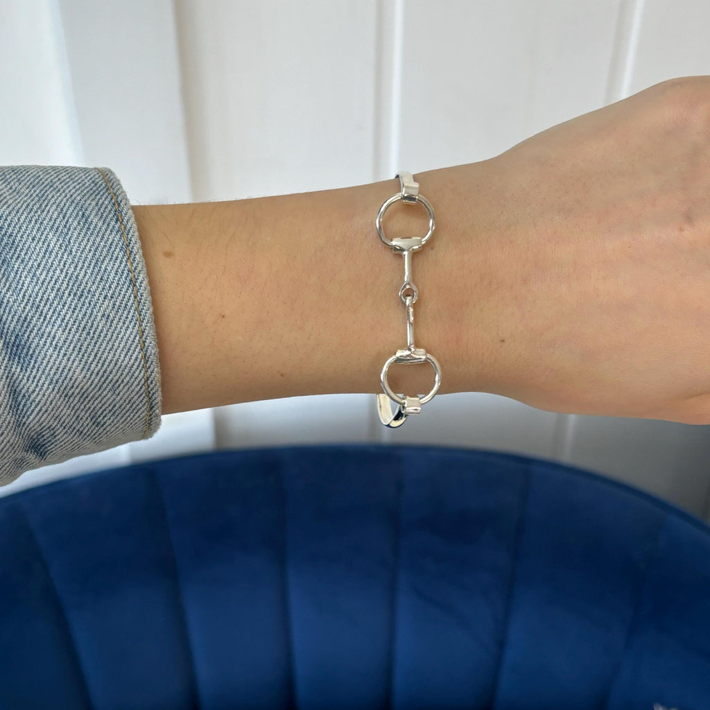 Sterling Silver Horse-Bit Bangle Bracelet