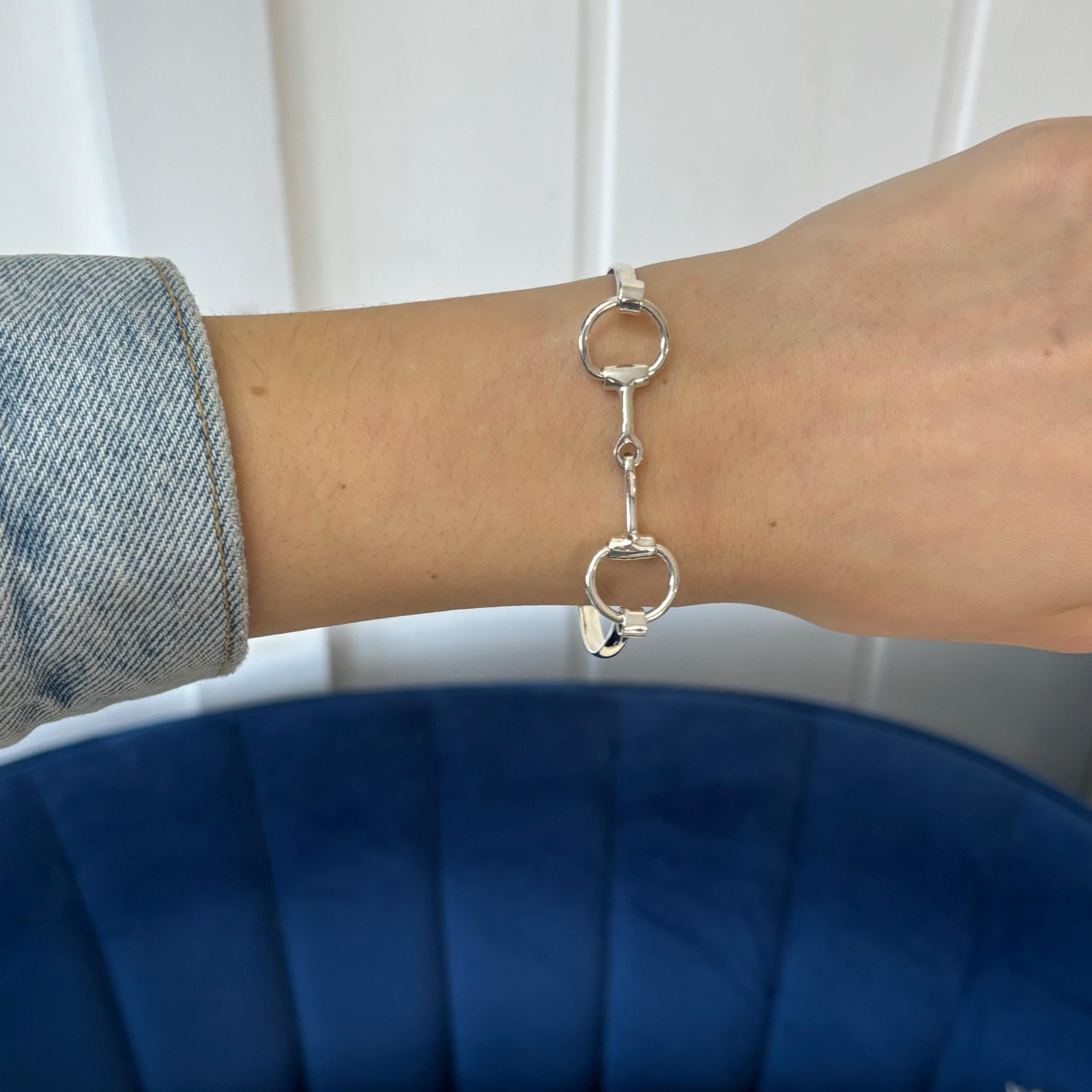Sterling Silver Horse-Bit Bangle Bracelet