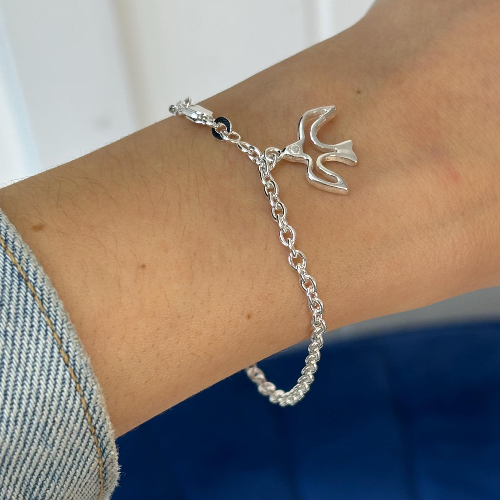 Sterling Silver Dove Charm Bracelet