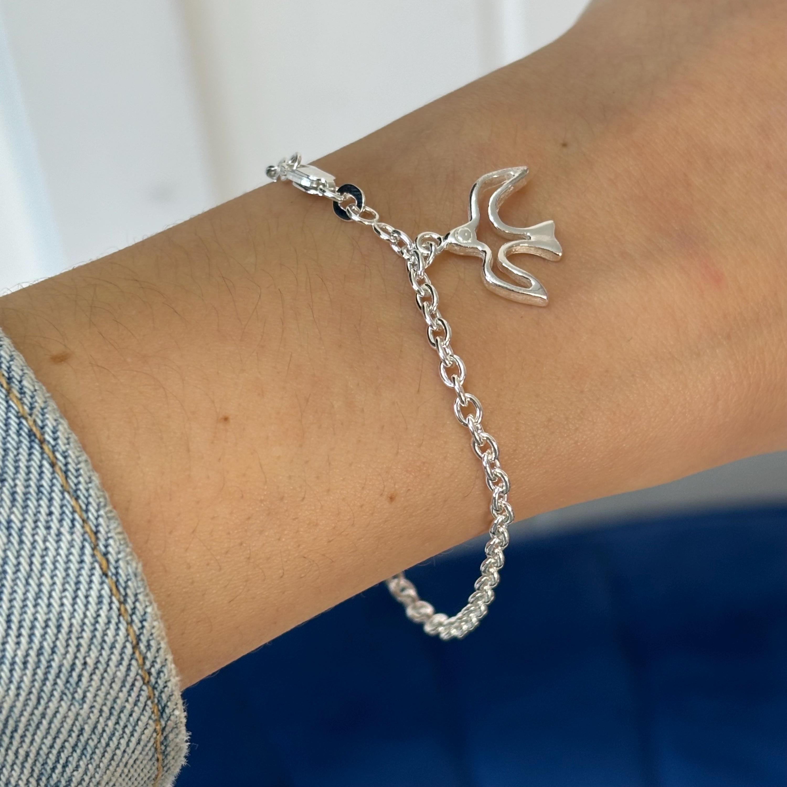 Sterling Silver Dove Charm Bracelet
