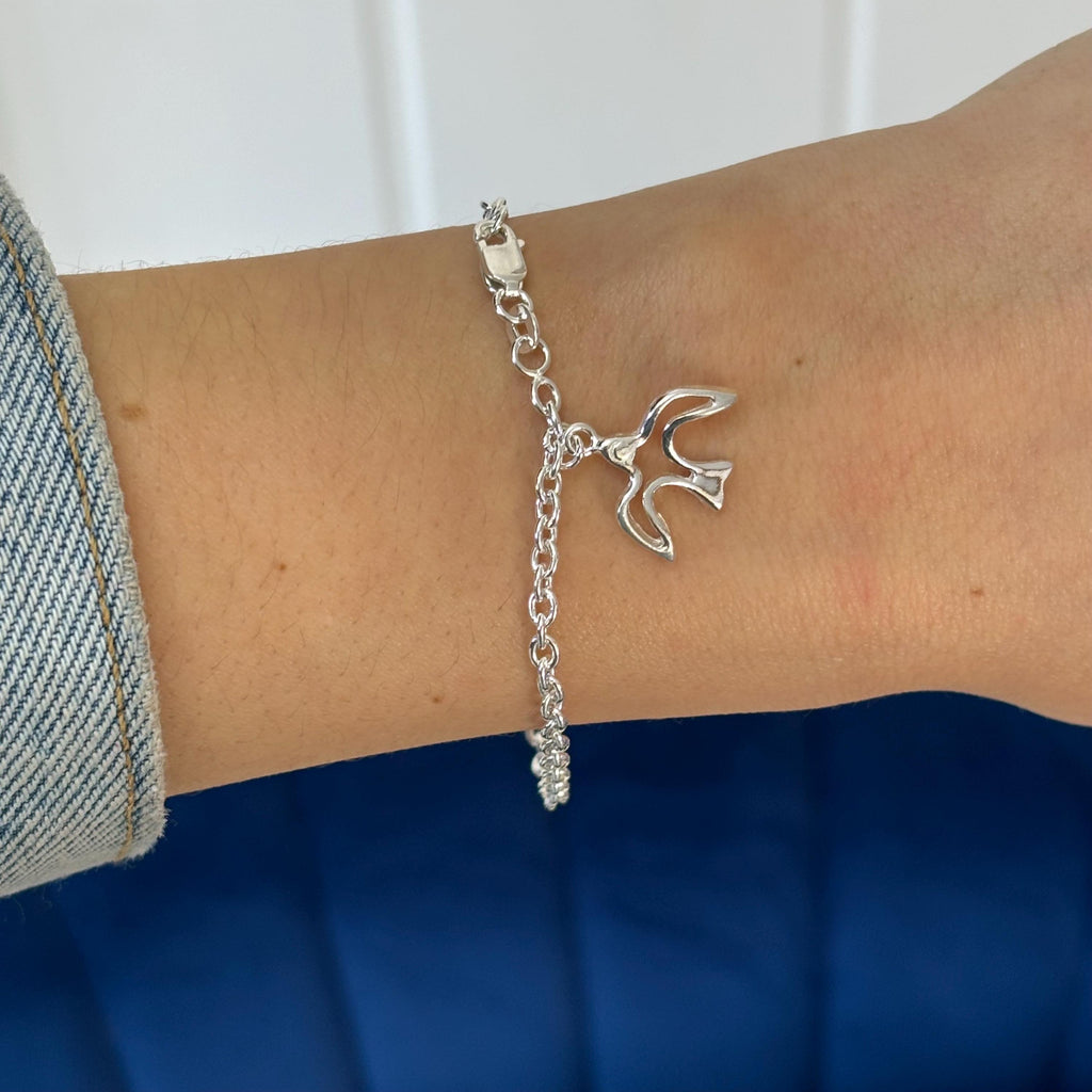 Sterling Silver Dove Charm Bracelet