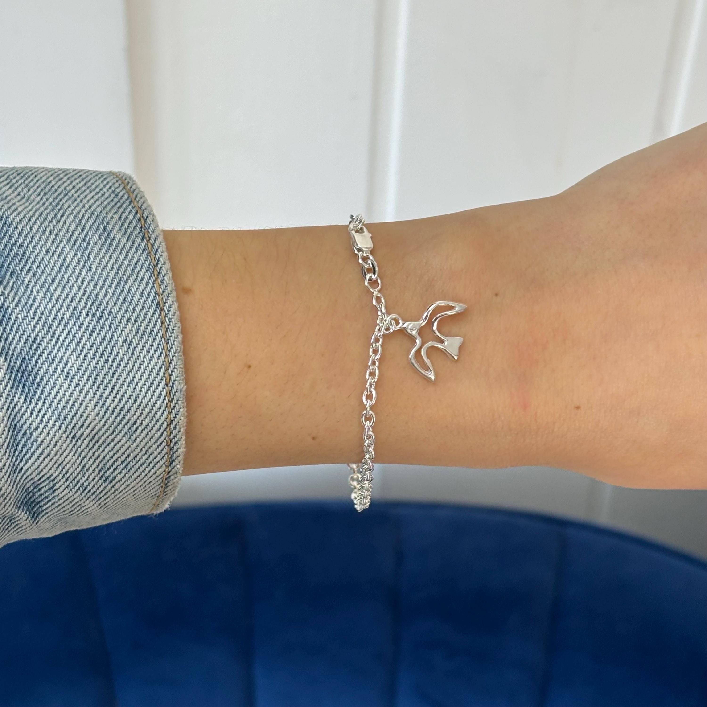 Sterling Silver Dove Charm Bracelet