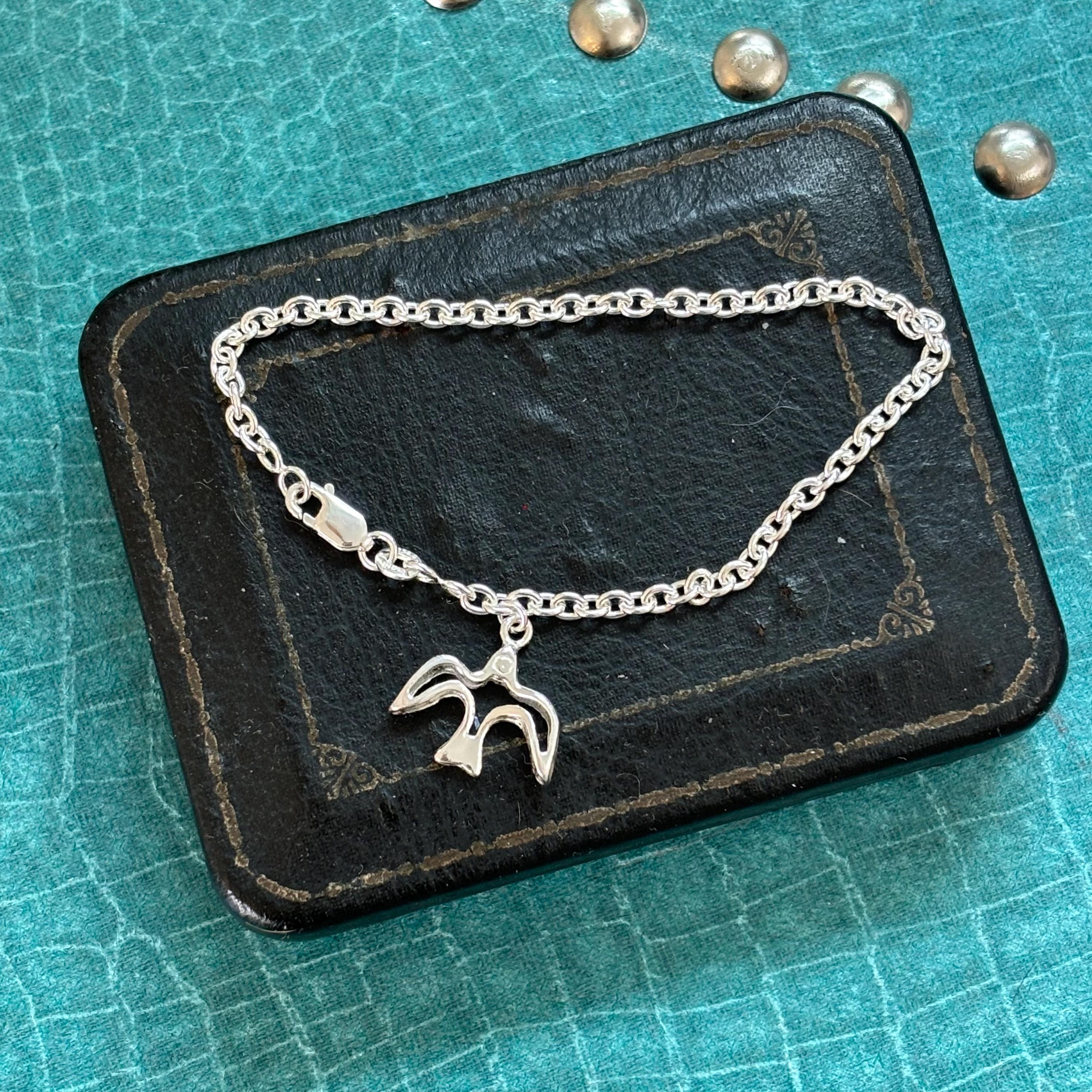 Sterling Silver Dove Charm Bracelet
