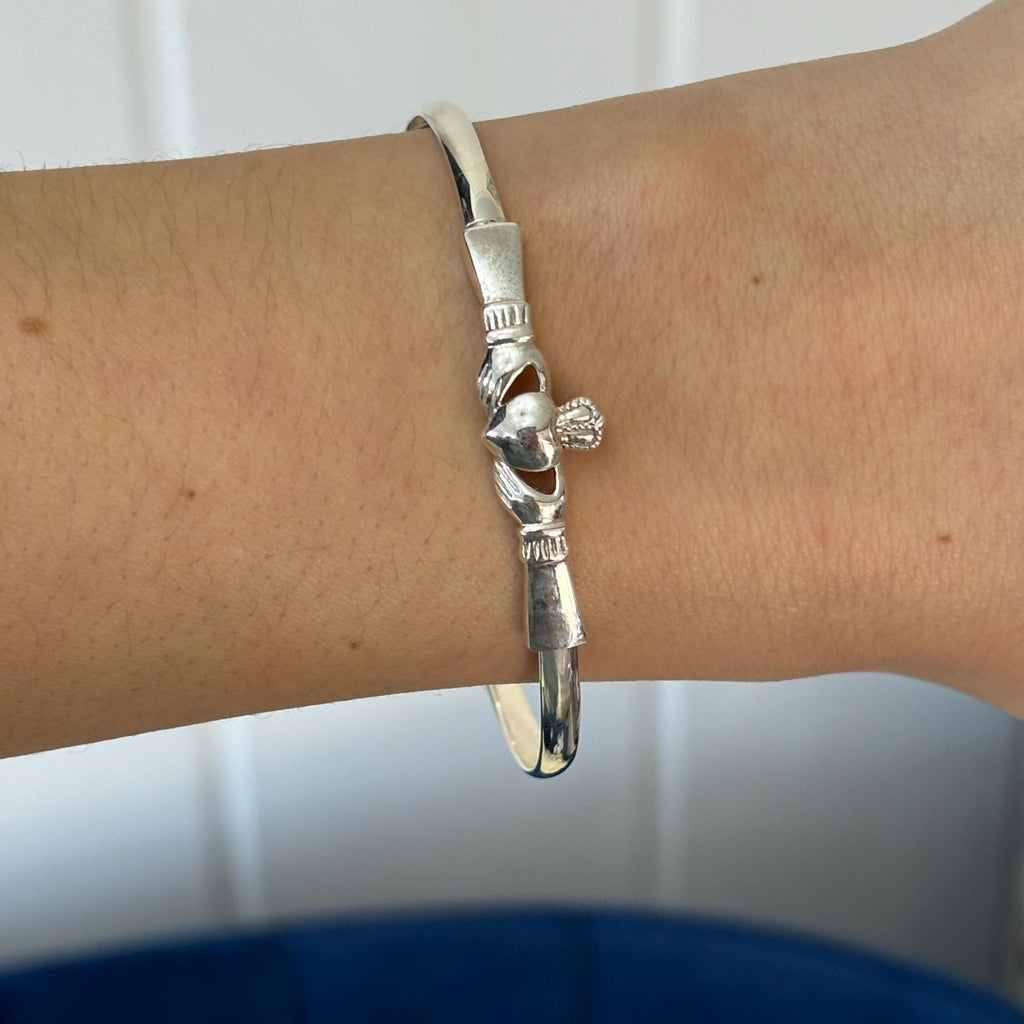 Sterling Silver Claddagh Bangle Bracelet