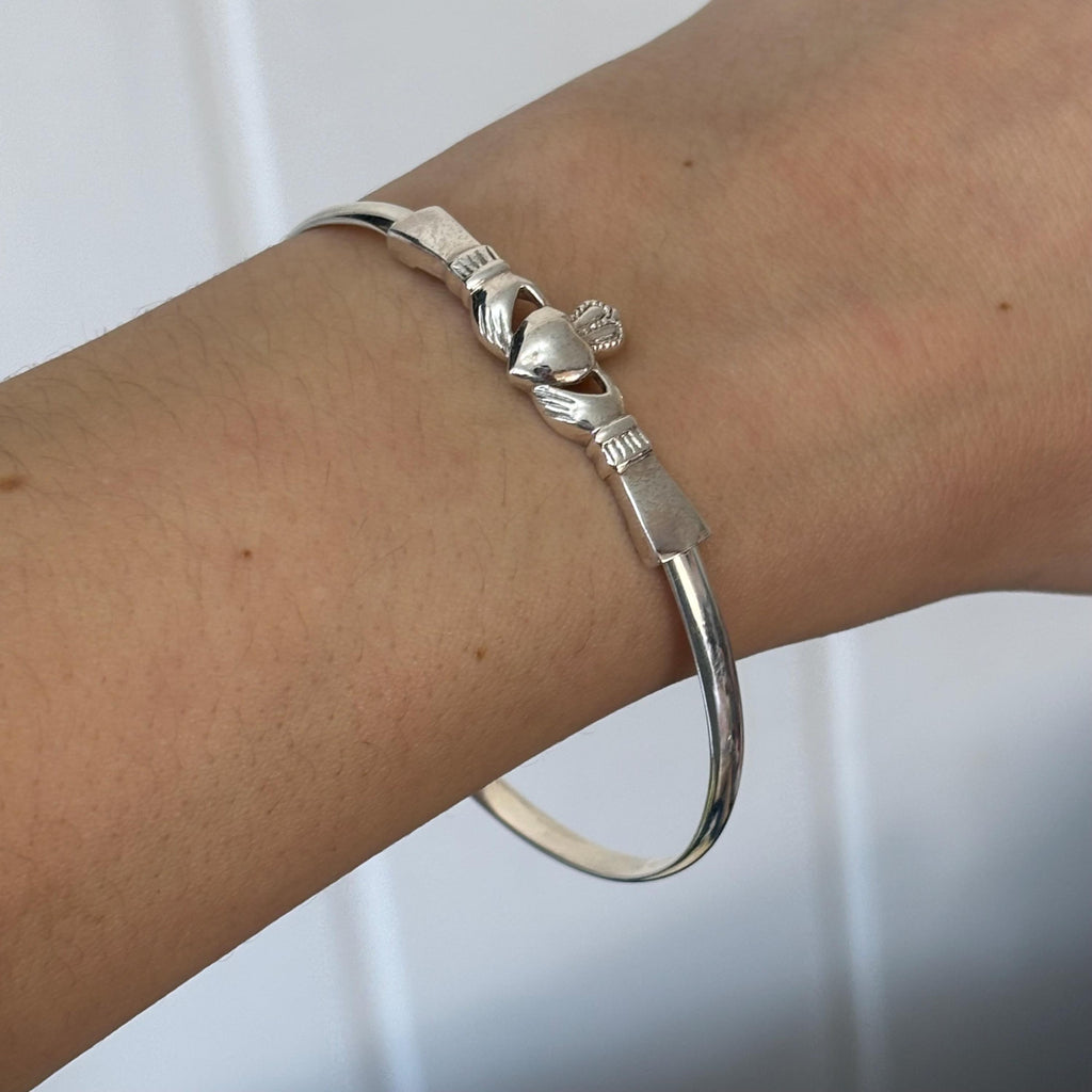 Sterling Silver Claddagh Bangle Bracelet