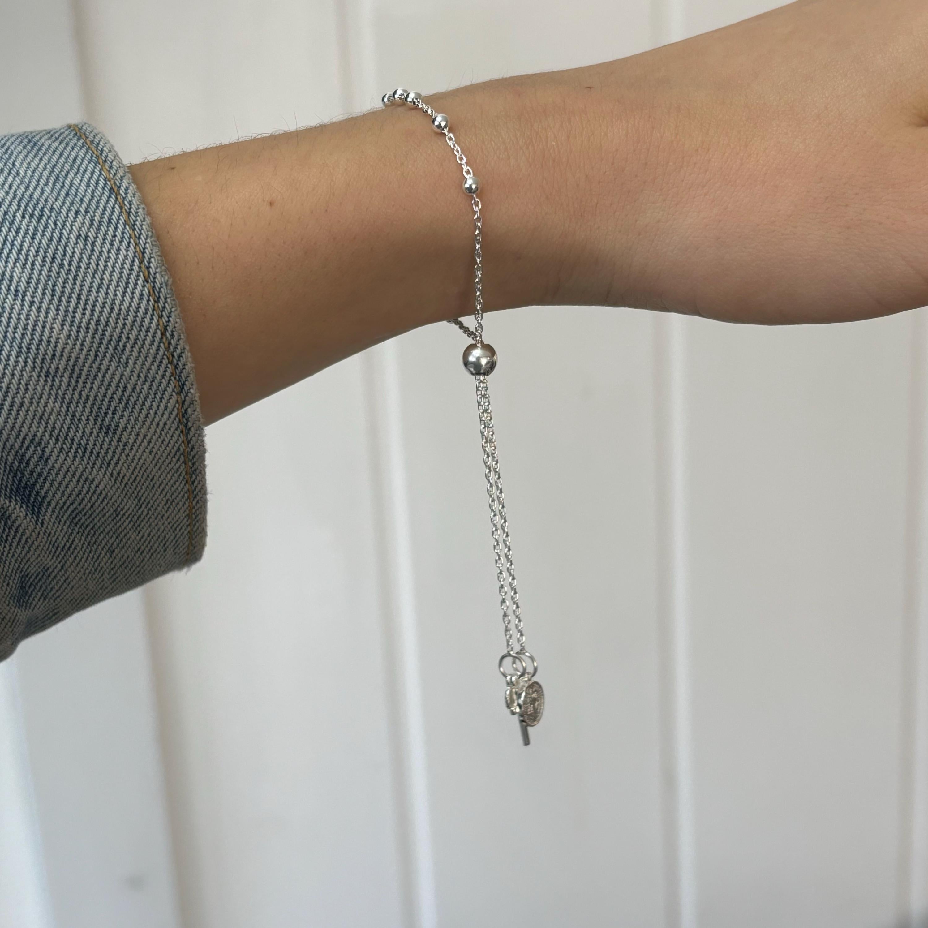 Sterling Silver St. Benedict Adjustable   Rosary Bracelet