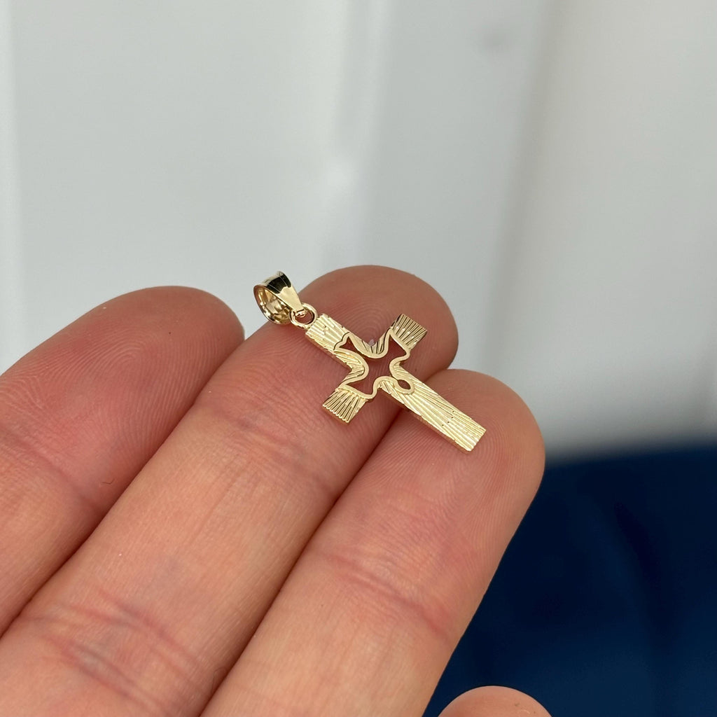 14k Gold Dove Cross Pendant