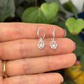 Sterling Silver CZ Hamsa Hoop Earrings 12mm