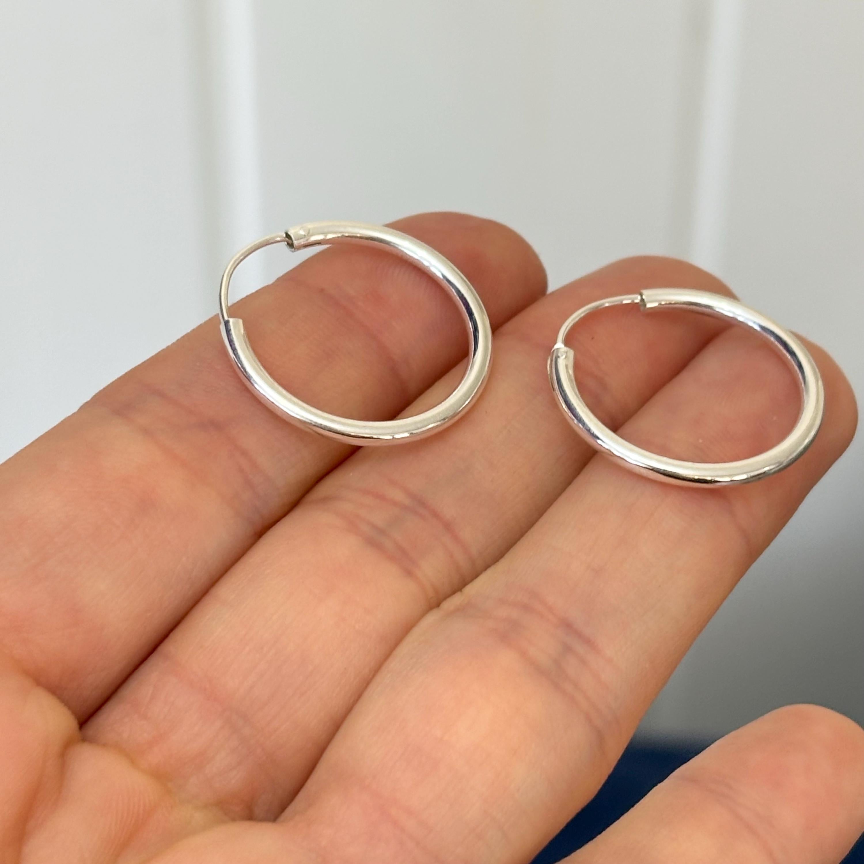 Sterling Silver Polished 2mm Endless Hoop Earrings