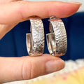 Sterling Silver Rhodium-plated Hammered Hinged  Hoop Earrings