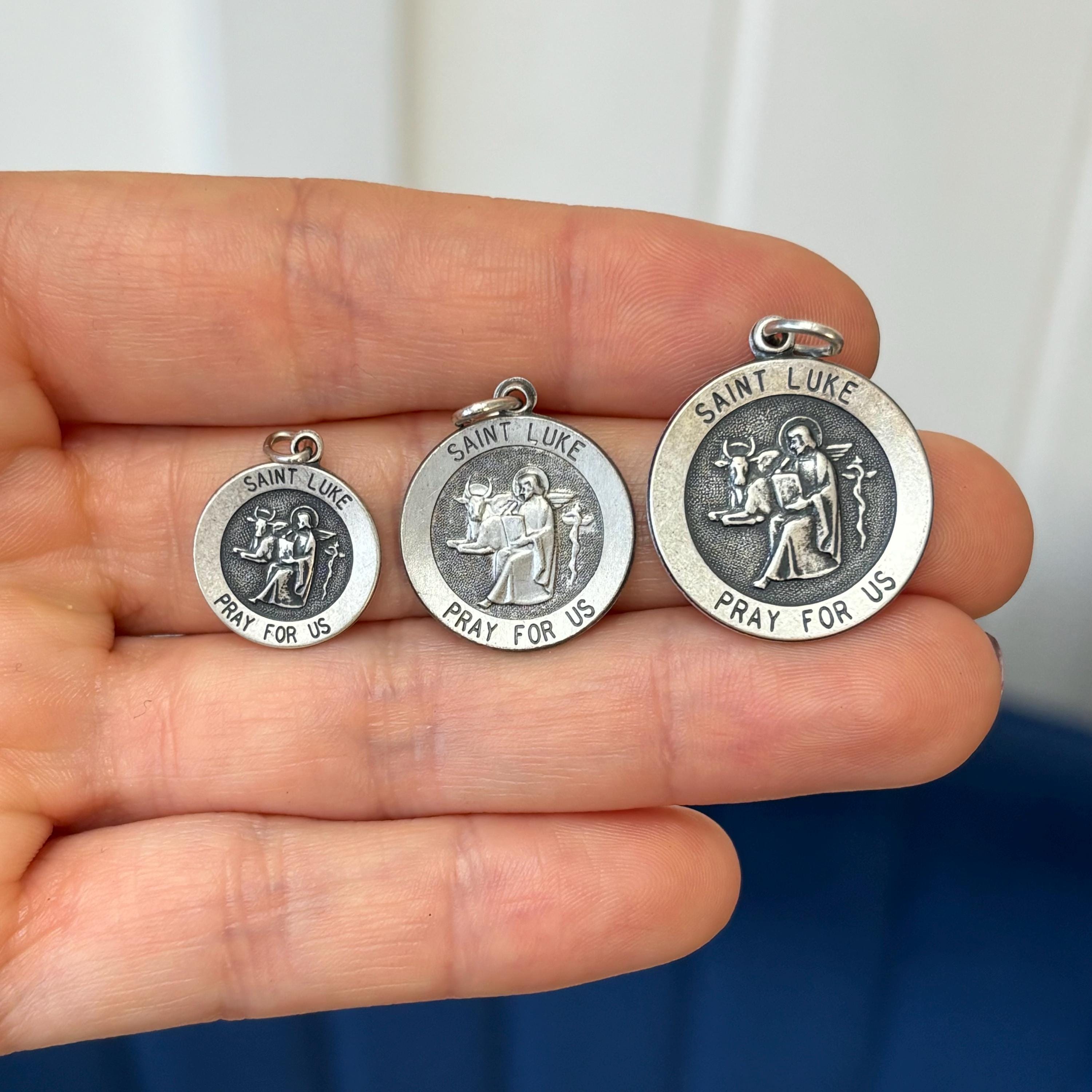 Sterling Silver St Luke Medal Round Medal Pendant - Various Sizes