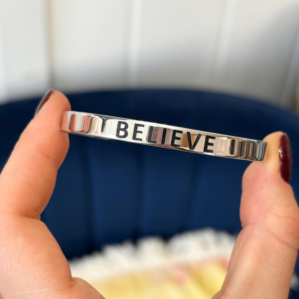 Sterling Silver “BELIEVE” Cuff Bracelet