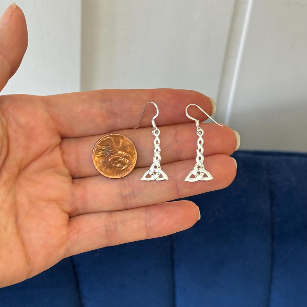 Sterling Silver Celtic Twisted Trinity Knot Dangle Earrings
