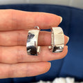 Sterling Silver Rhodium-plated Polished 10mm Omega-back Oval Hoop Earrings