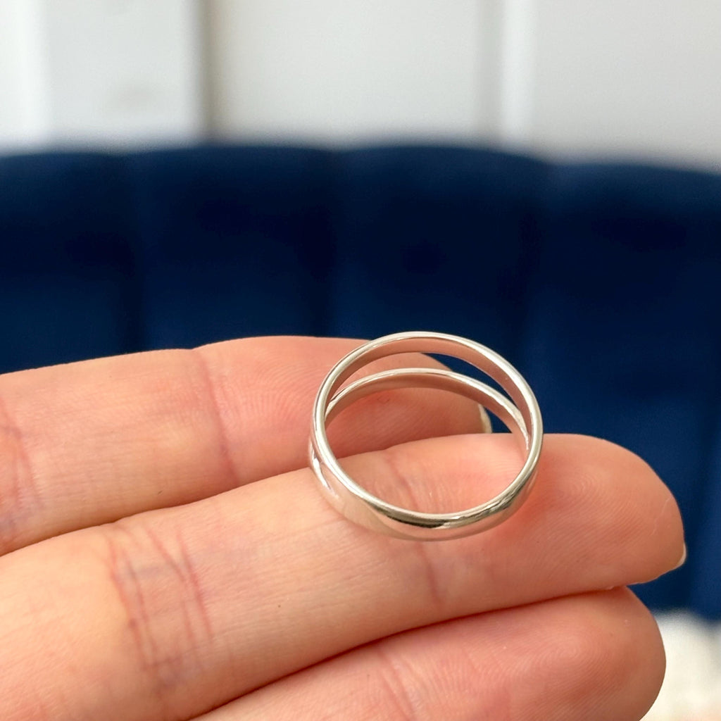 Sterling Silver Rounded Double Split Shank Ring  Size 7