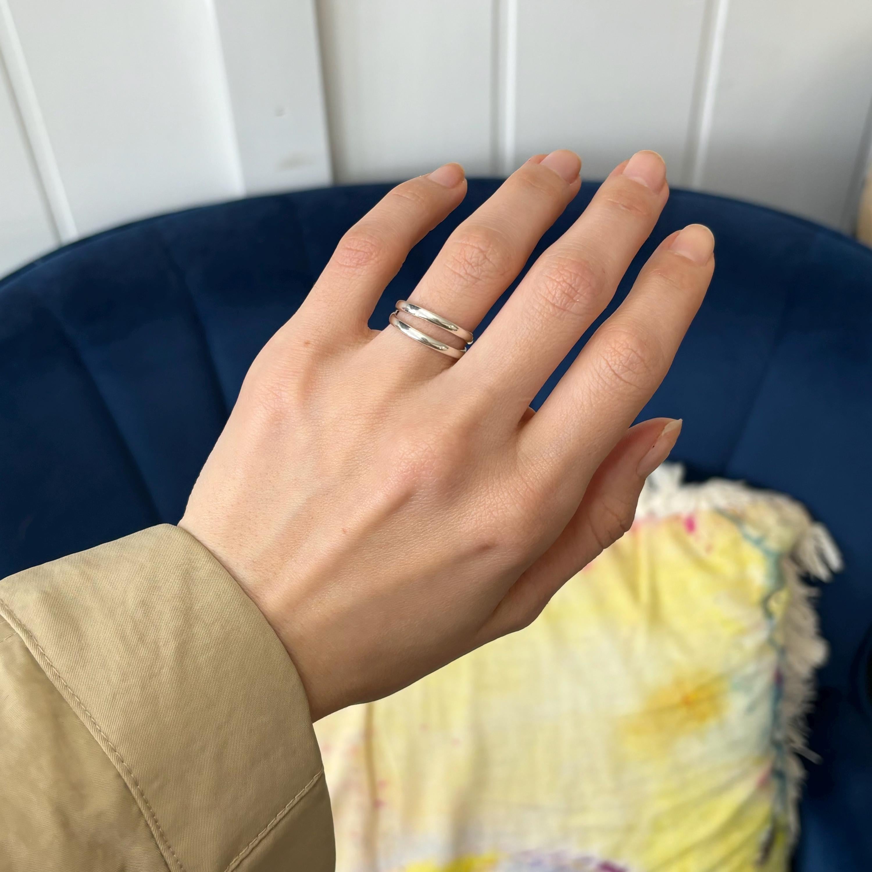 Sterling Silver Rounded Double Split Shank Ring  Size 7