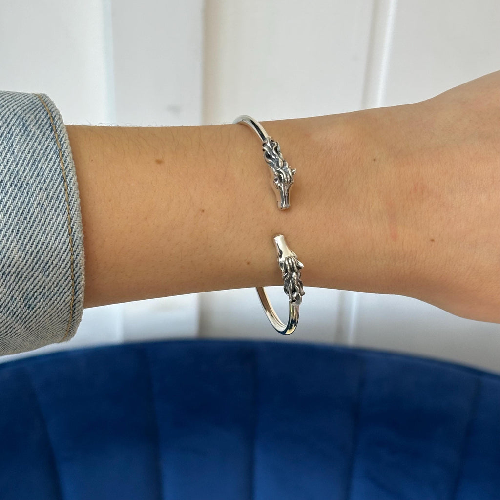 Sterling Silver Flex Horses Bangle Bracelet