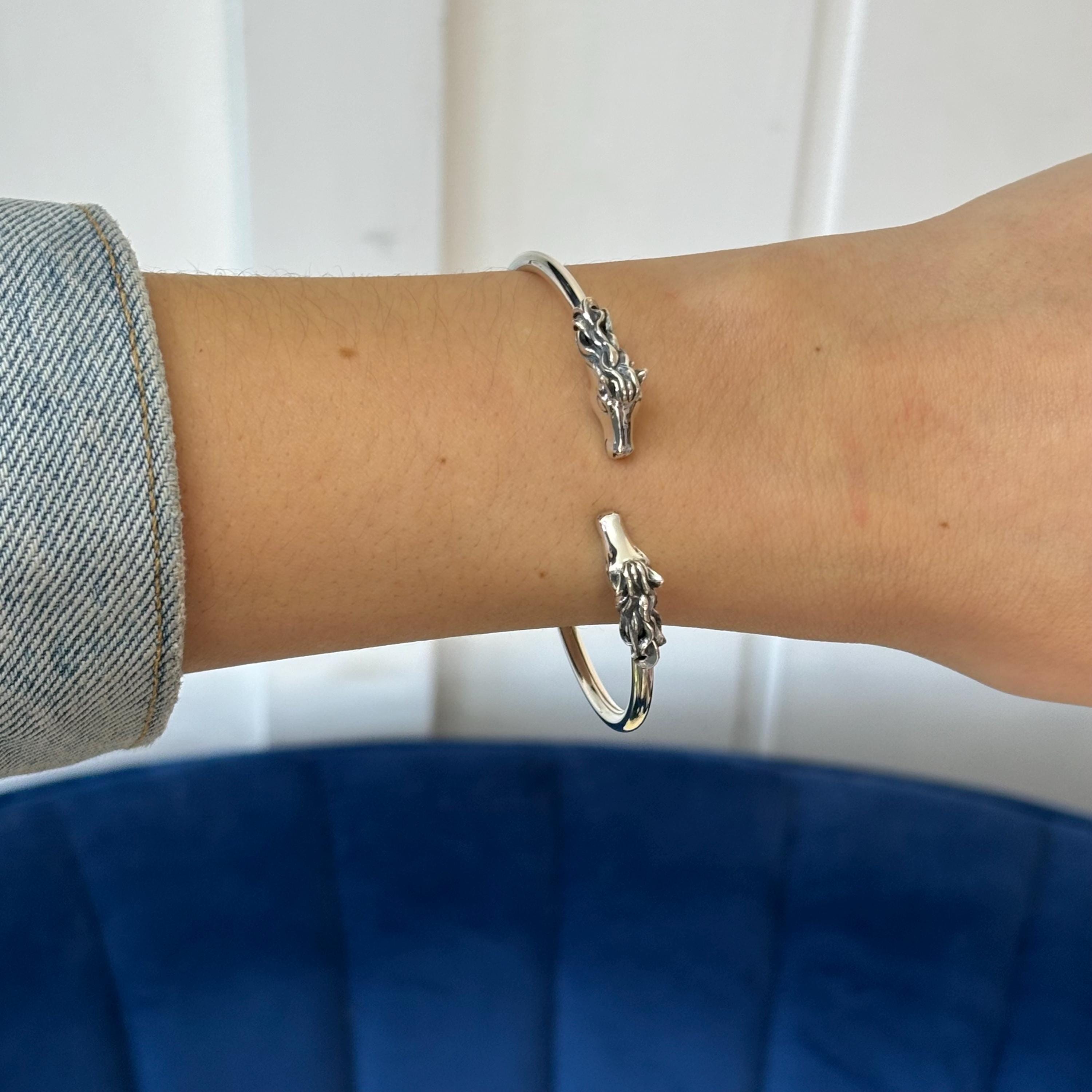 Sterling Silver Flex Horses Bangle Bracelet