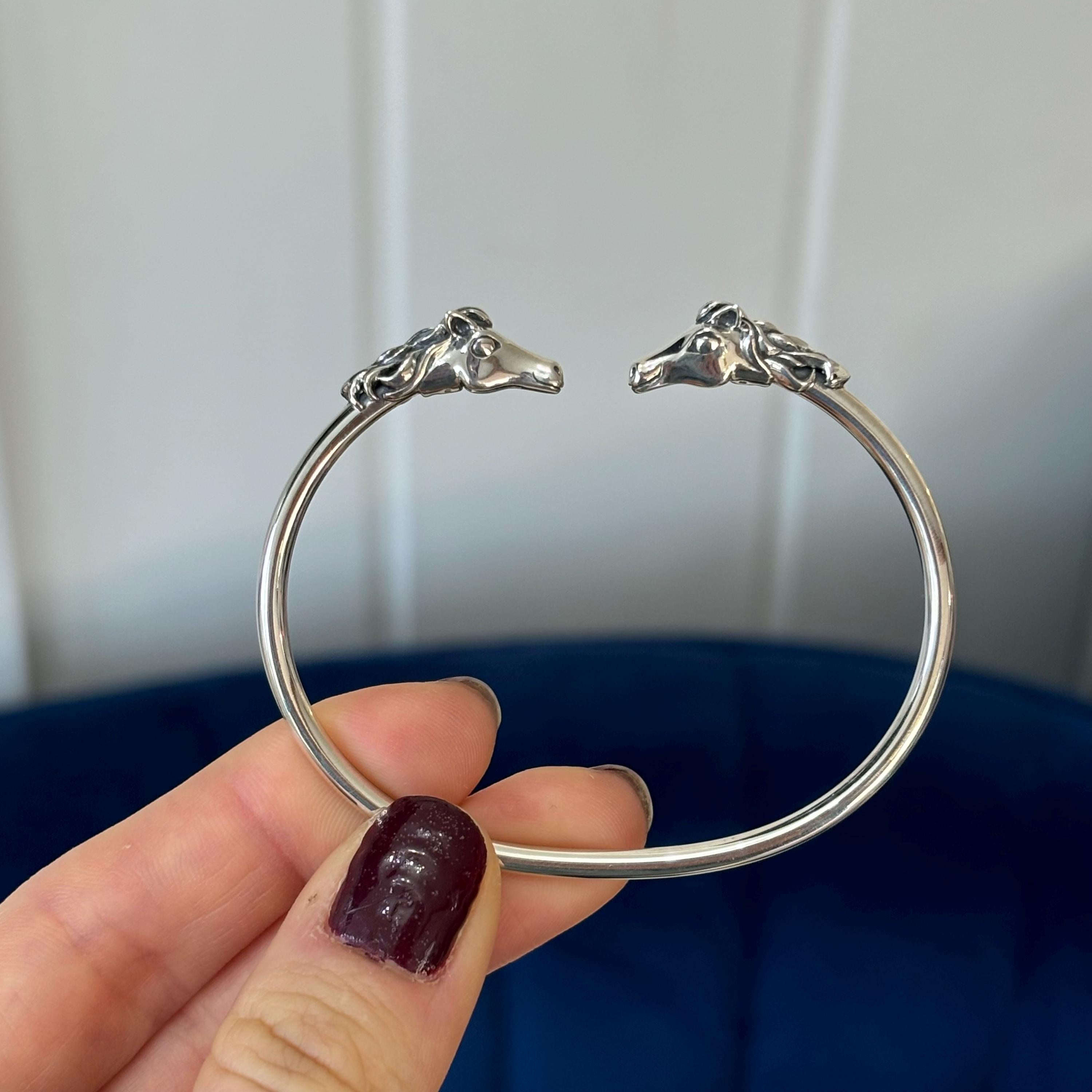 Sterling Silver Flex Horses Bangle Bracelet