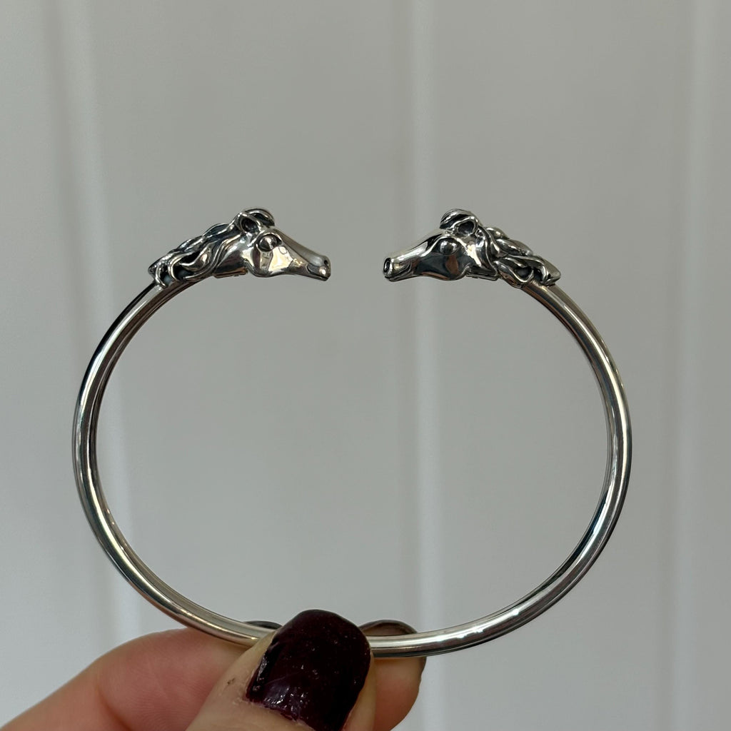 Sterling Silver Flex Horses Bangle Bracelet