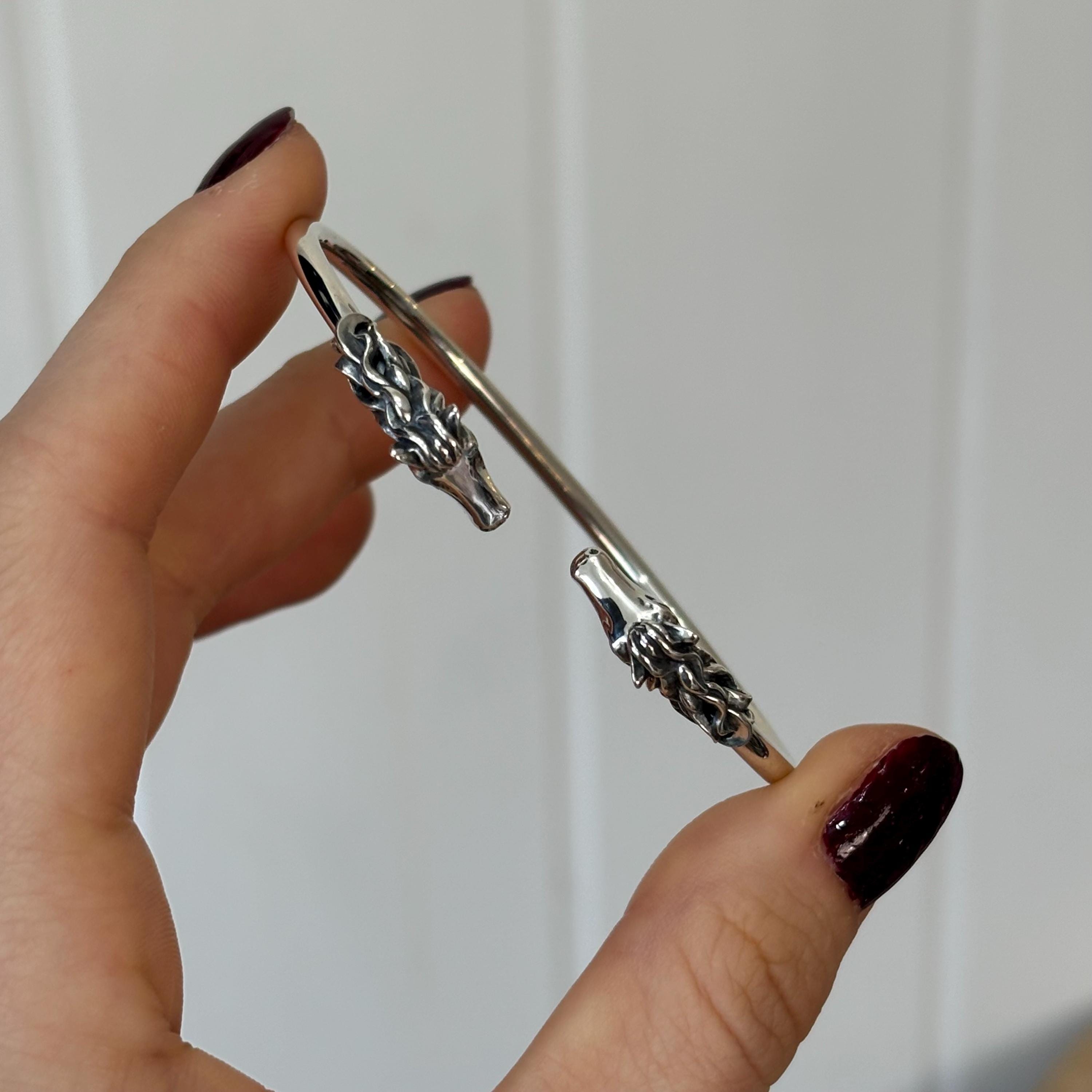 Sterling Silver Flex Horses Bangle Bracelet