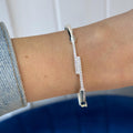 Sterling Silver Polished CZ Flexible Bangle Bracelet