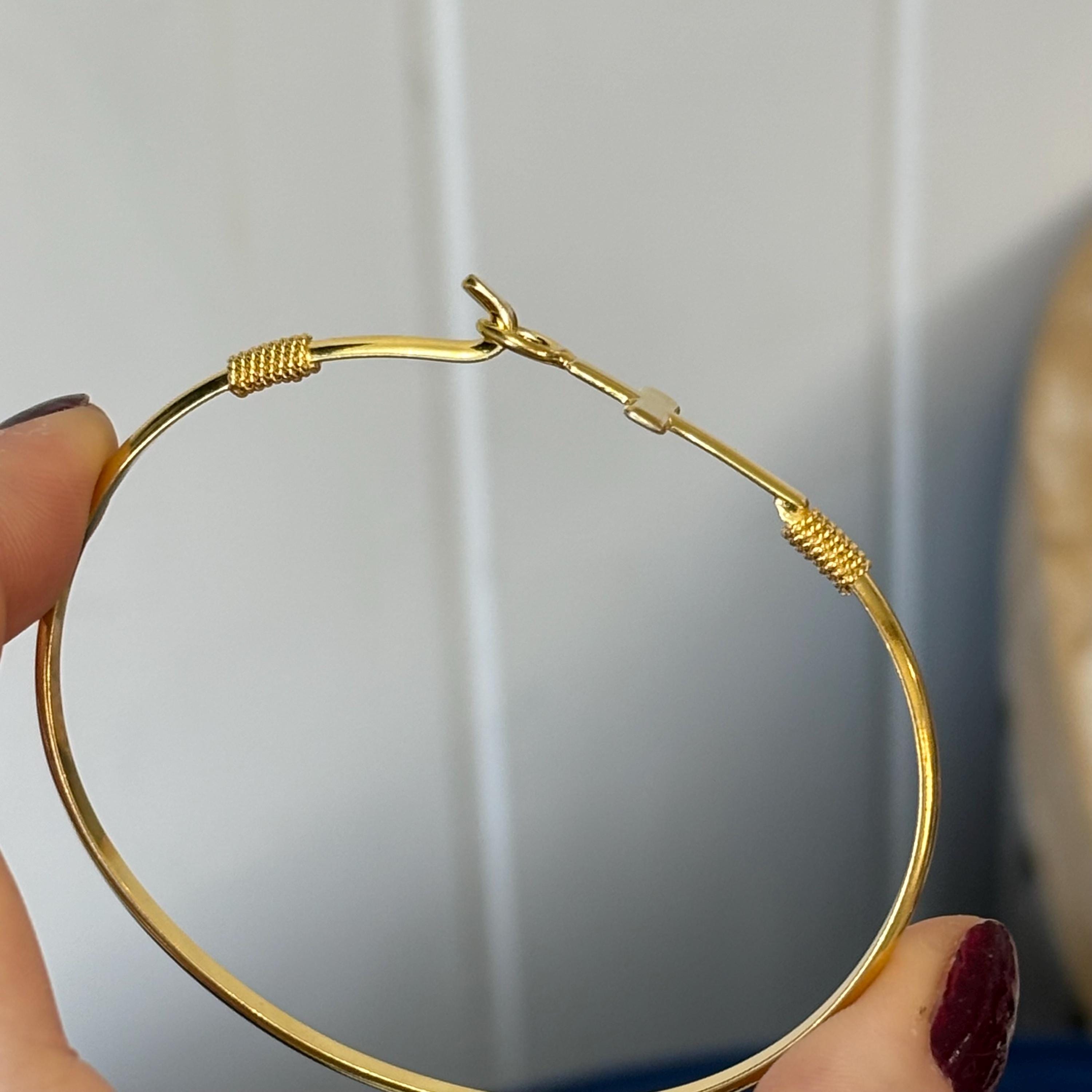 Gold Plated Sterling Silver Horizontal Cross Bangle Bracelet
