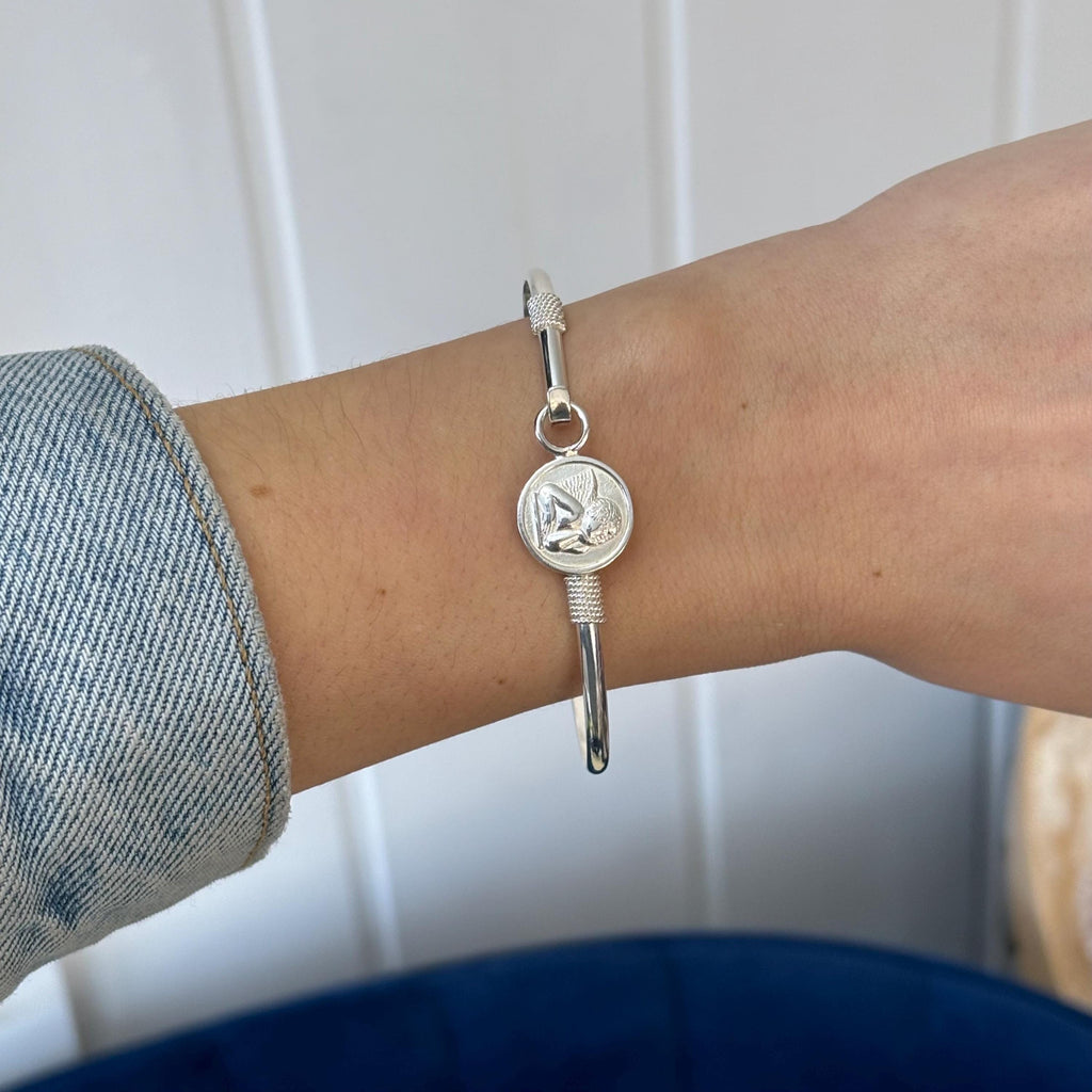 Sterling Silver Polished Angel Bangle Bracelet