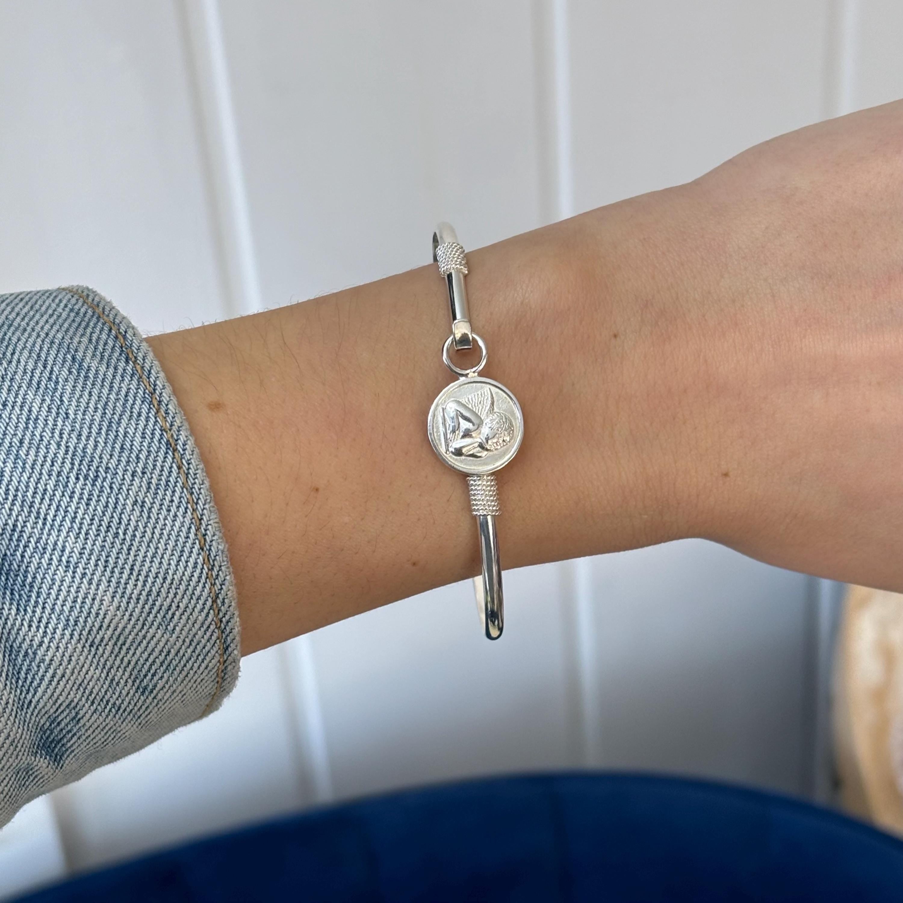 Sterling Silver Polished Angel Bangle Bracelet