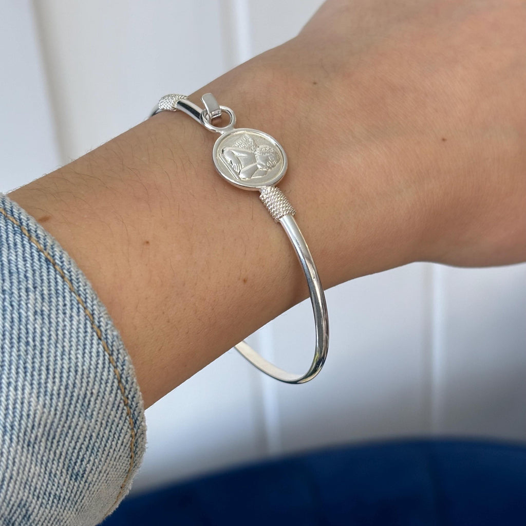 Sterling Silver Polished Angel Bangle Bracelet