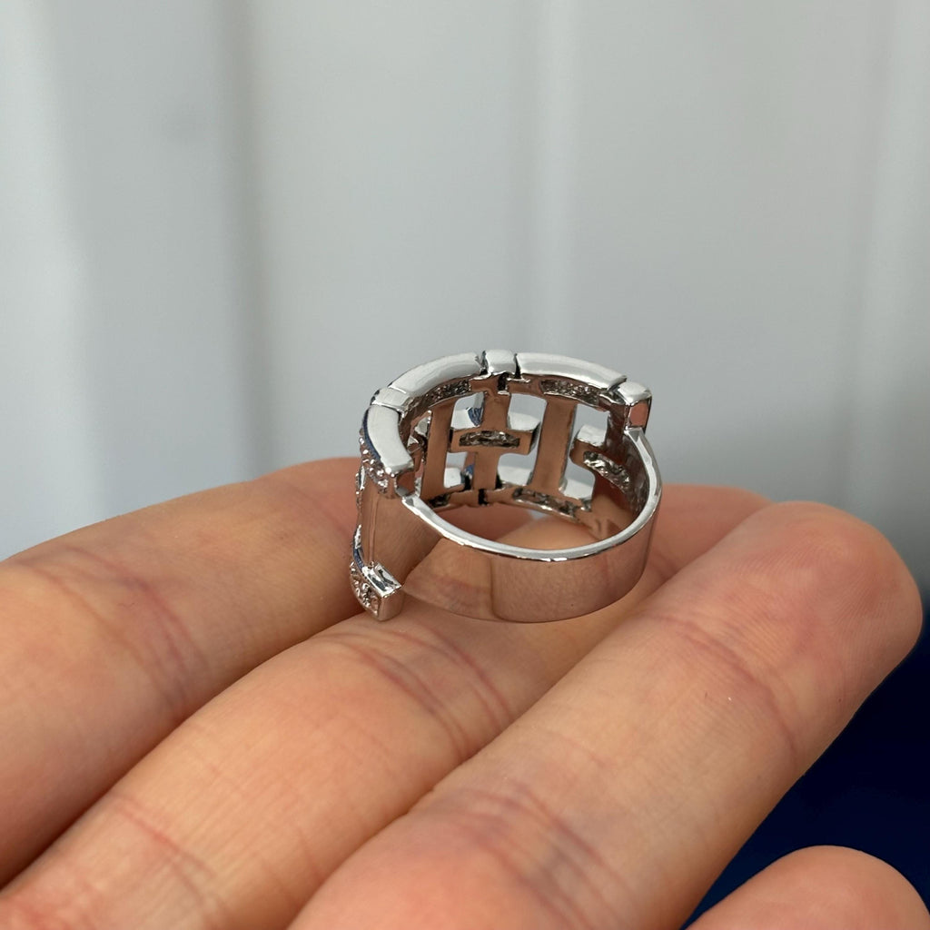 Sterling Silver and Cubic Zirconia (CZ) Basket Weave Ring