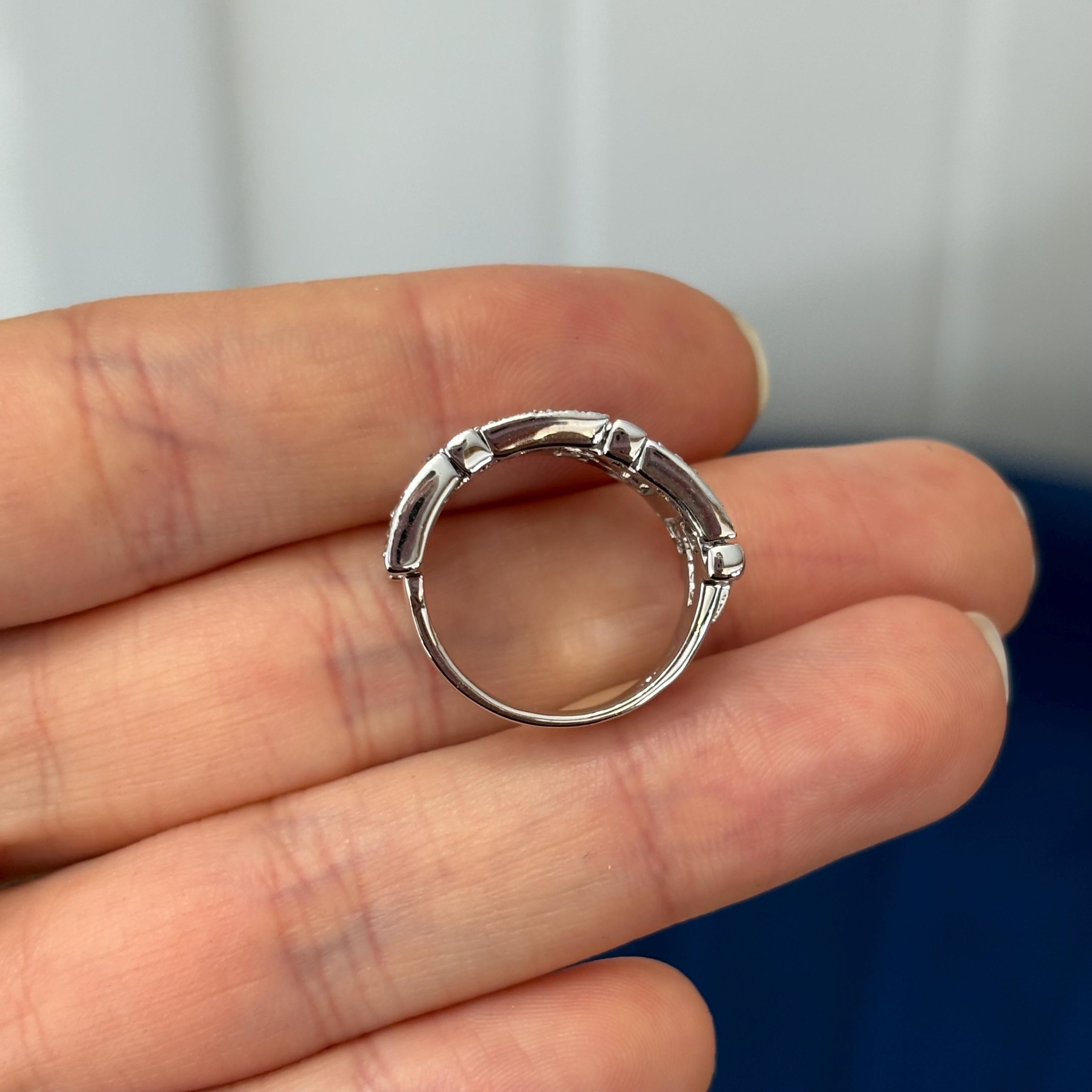 Sterling Silver and Cubic Zirconia (CZ) Basket Weave Ring