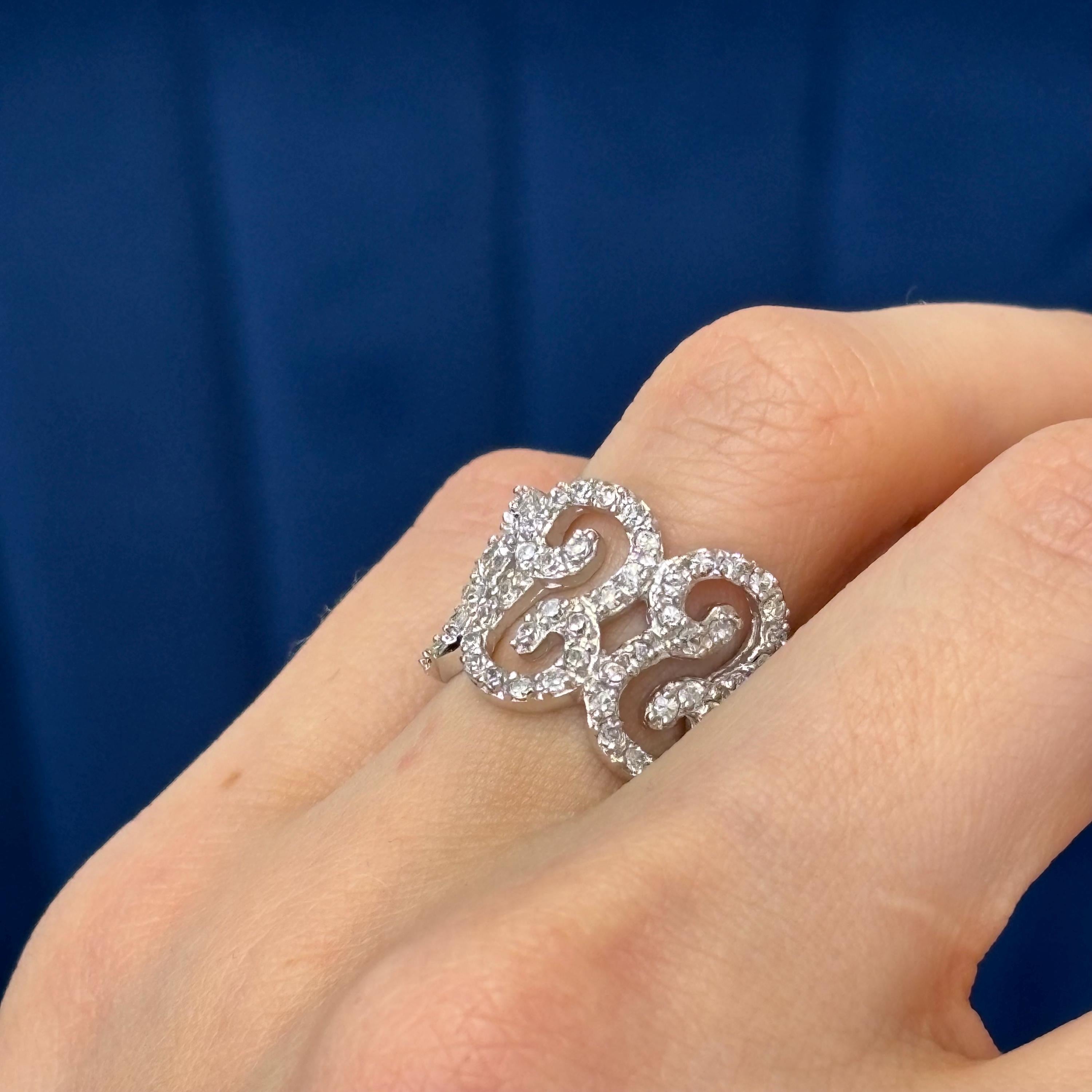 Sterling Silver and Cubic Zirconia (CZ) Scroll Ring