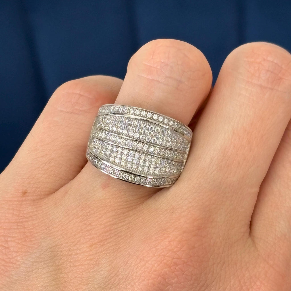 Sterling Silver and (CZ) Brilliant Embers Concave Ring