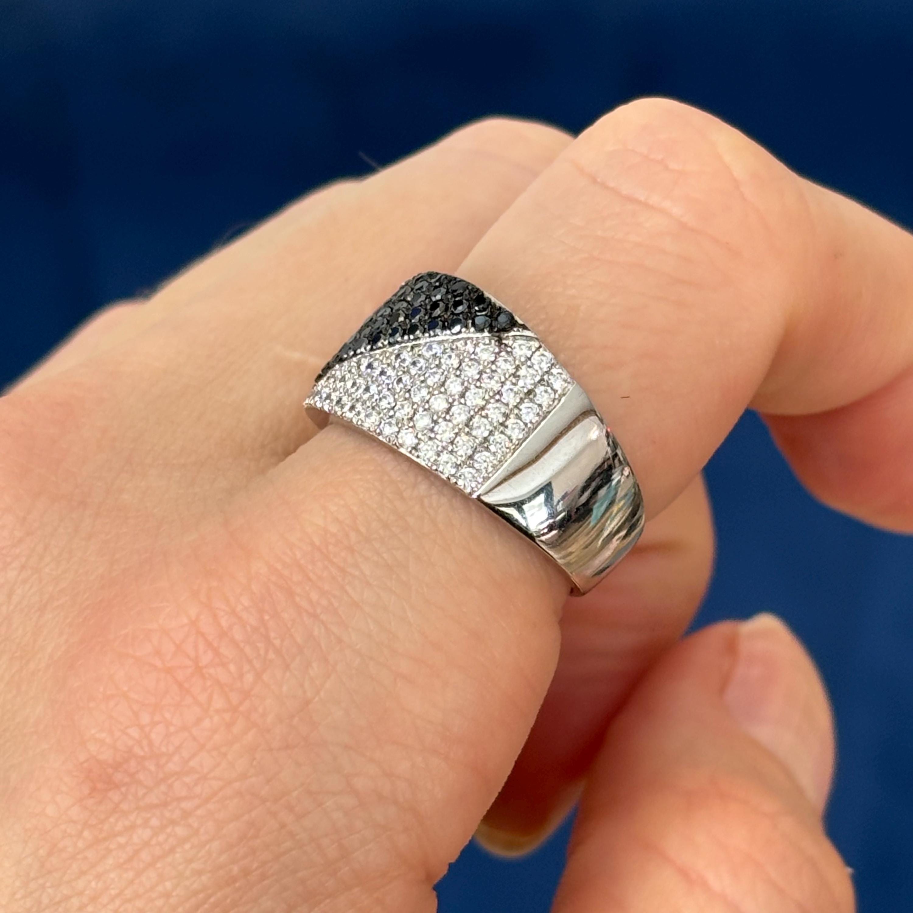 Sterling Silver and CZ with Black CZ Brilliant Embers Ring