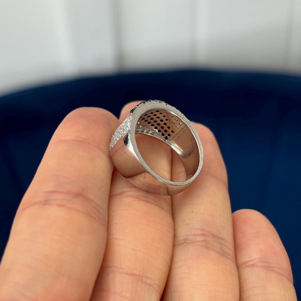 Sterling Silver and CZ with Black CZ Brilliant Embers Ring