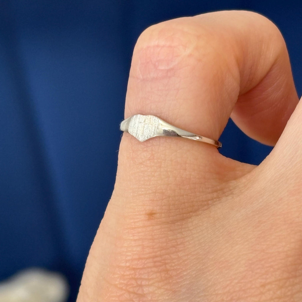 Sterling Silver Heart & Cross Youth Ring Size 5